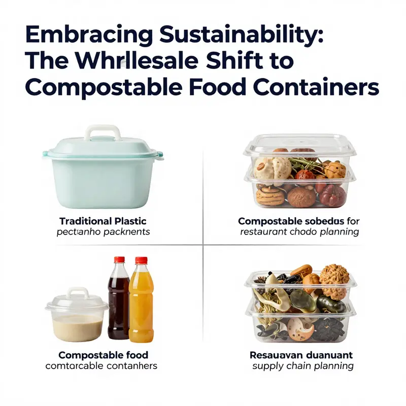 Compostable food containers prominently displayed in bustling restaurants and food trucks, highlighting their application in everyday food service.