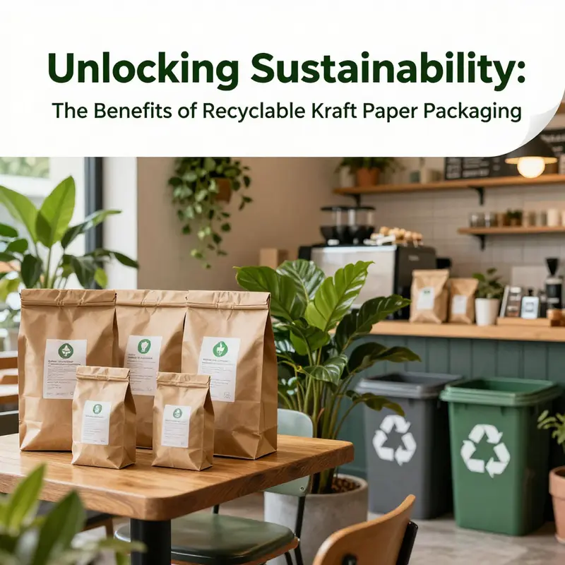 The café showcases environmental sustainability through kraft paper packaging and recycling initiatives.