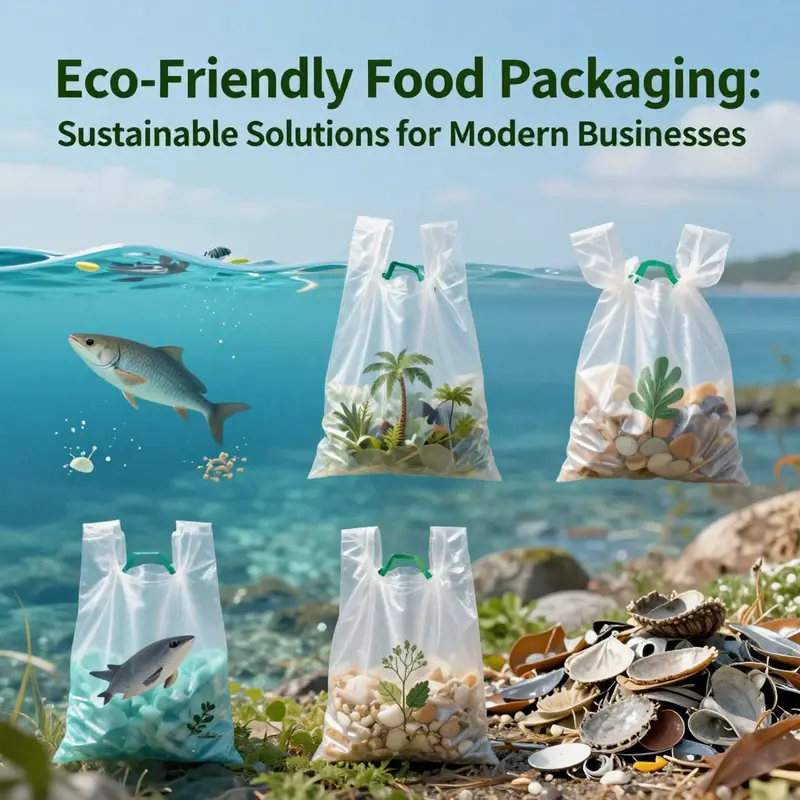 Showcasing diverse innovative materials used in eco-friendly packaging bags for food.