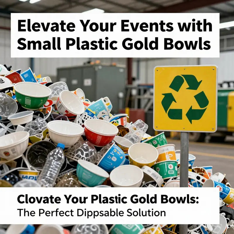 An assortment of small plastic gold disposable bowls, exemplifying different styles for versatile food service.