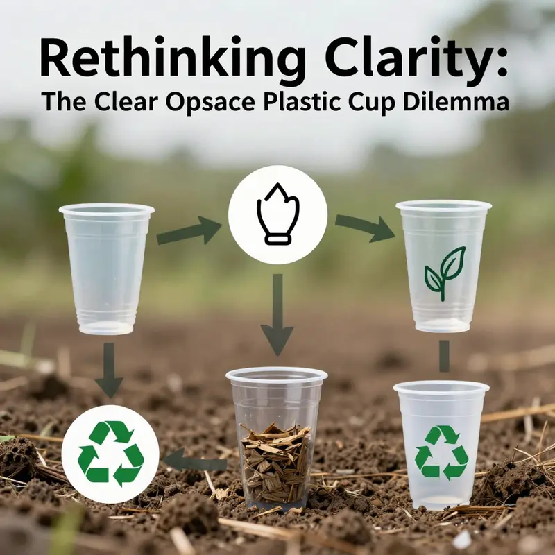 A collection of clear and opaque plastic cups highlighting the paradox in terminology.