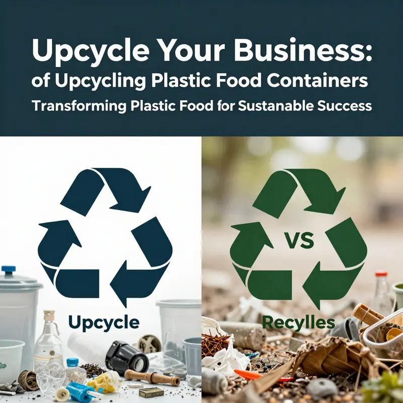 Upcycled plastic food containers creatively repurposed for kitchen organization.