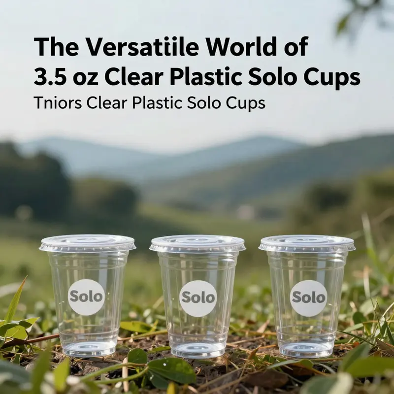A visual timeline of the evolution of 3.5 oz clear plastic Solo cups.