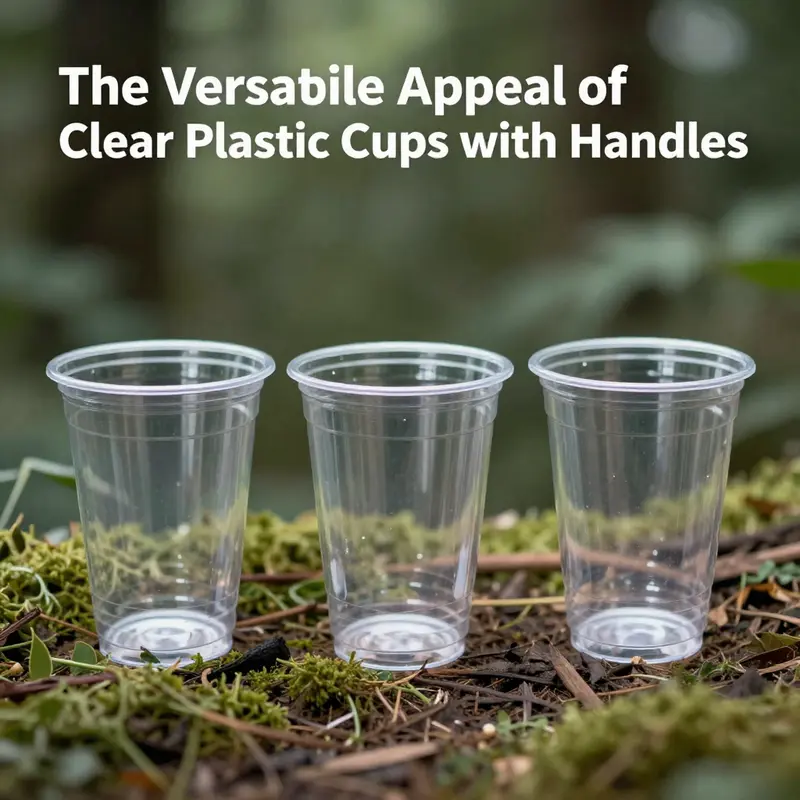 Durable clear plastic cups with handles at a cheerful outdoor picnic, showcasing their versatility and design.