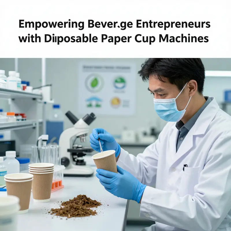 An automated disposable paper cup machine efficiently producing high-quality cups.