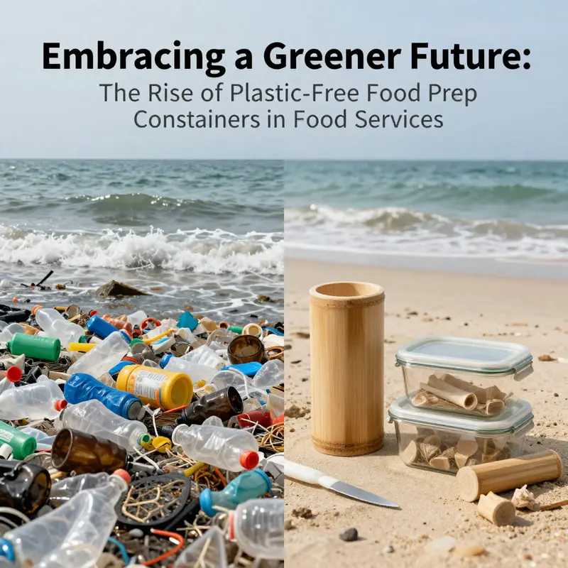 Various materials used for plastic-free food prep containers, highlighting their usability and aesthetic appeal.