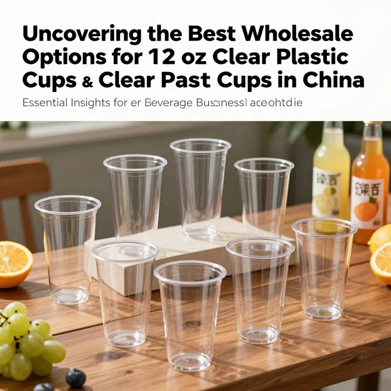 A stylish display of 12 oz clear plastic cups with beverages, illustrating their versatility and appeal.