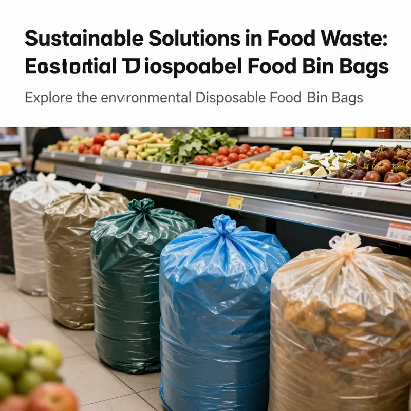 A bustling food service environment illustrating the use of disposable food bin bags in various settings, emphasizing eco-friendliness.