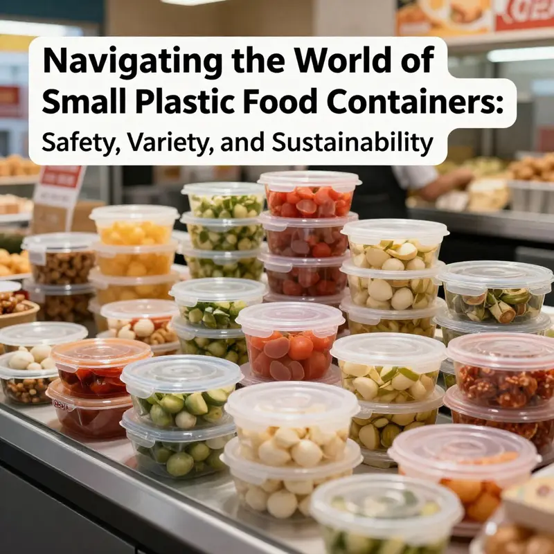 Various small food containers used in a busy restaurant or food service environment.