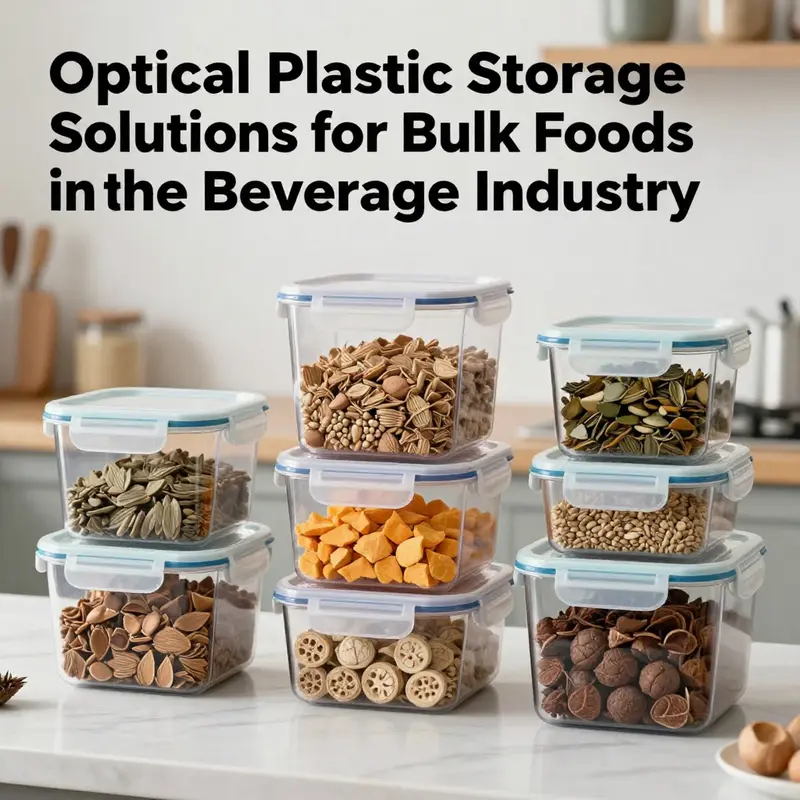 A collection of diverse plastic storage containers for dry bulk foods showcased in a beautiful kitchen setting.