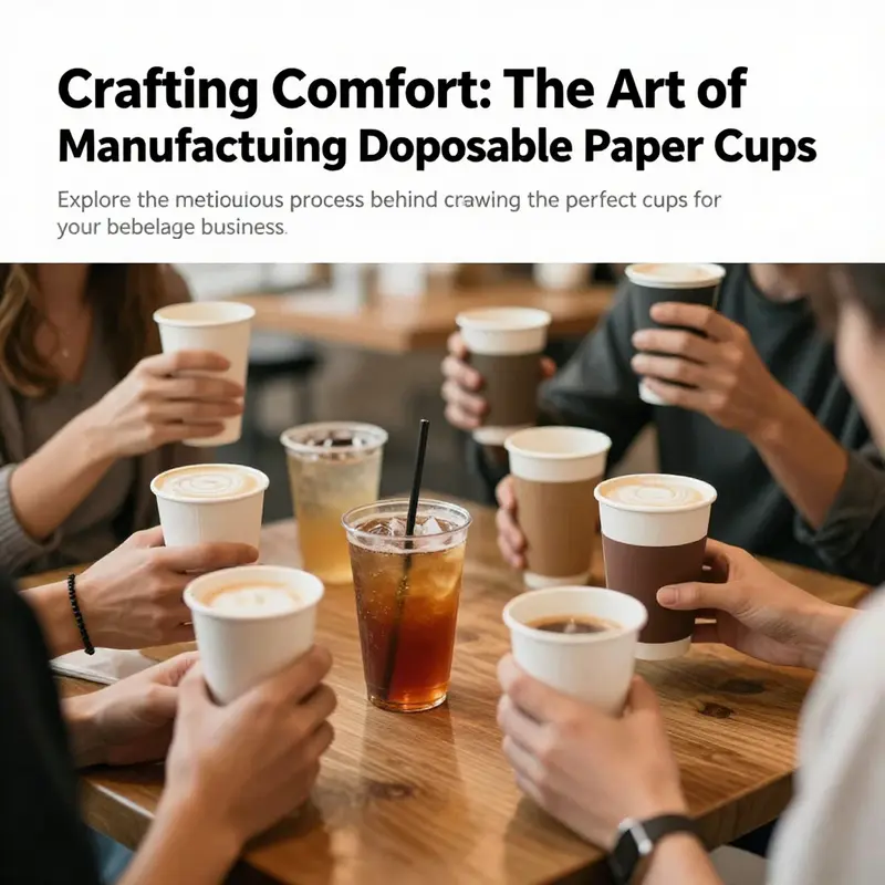 Disposable paper cups in use at a café, filled with drinks and reflecting the diversity of beverage offerings.