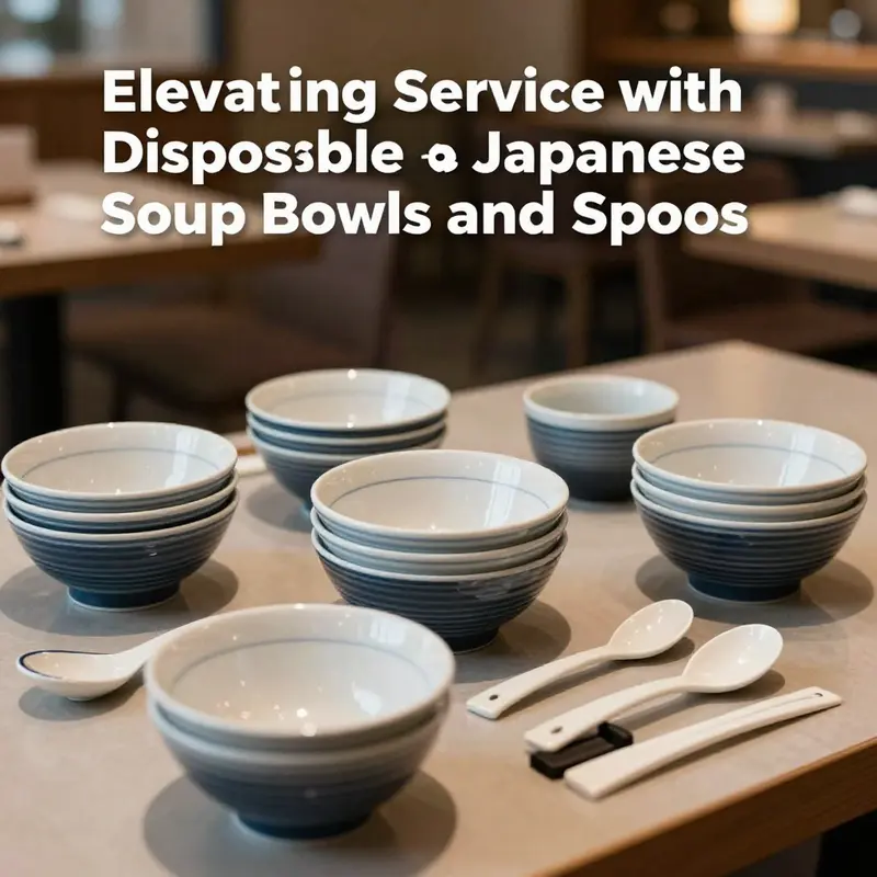 A stylish setup of disposable Japanese soup bowls and spoons in a contemporary dining atmosphere, showcasing versatility.
