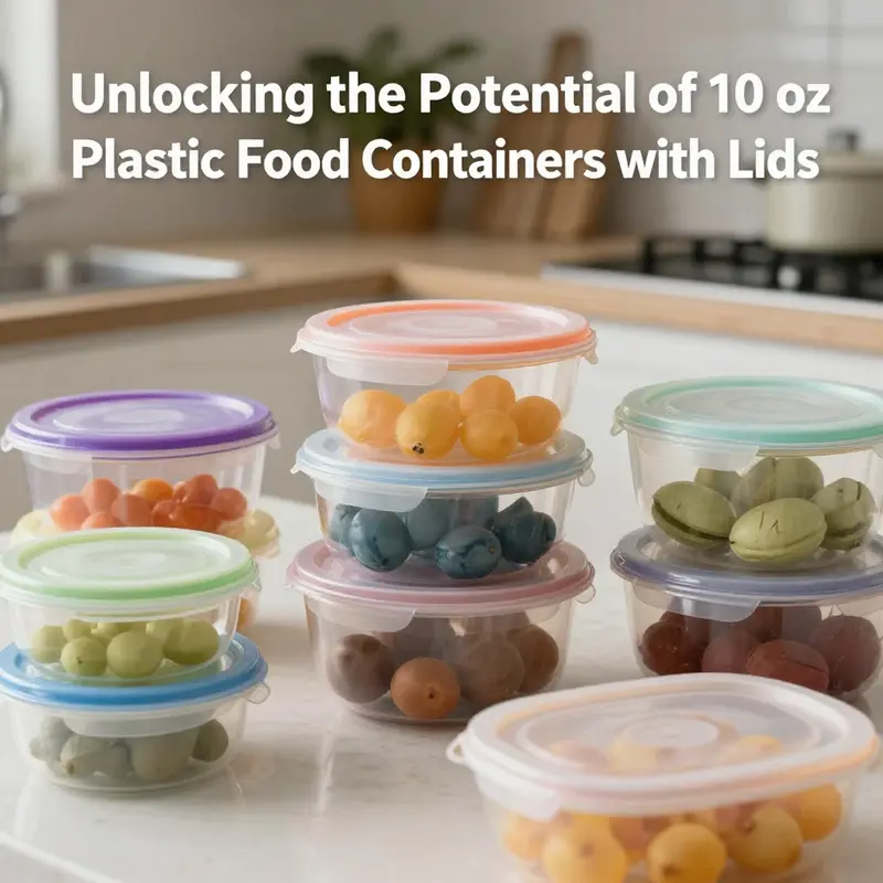 Showcasing the diverse features of 10 oz plastic food containers with lids.