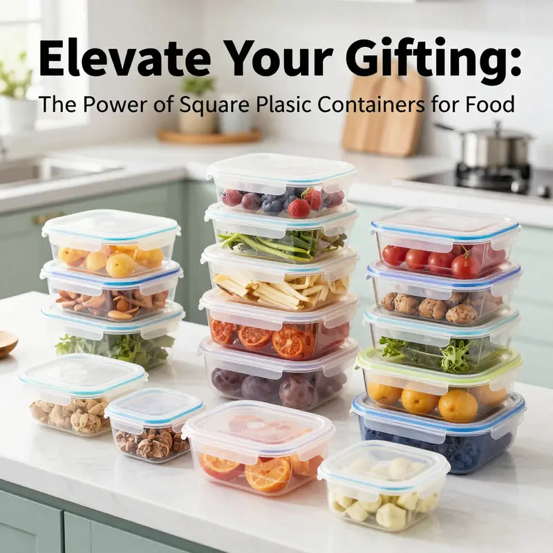 A variety of square plastic containers emphasizing their practical design and versatility when holding food.