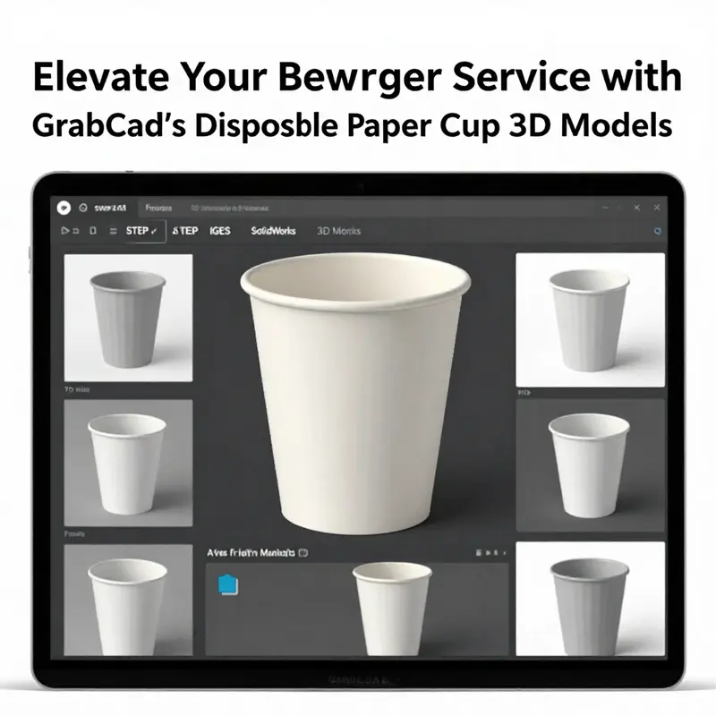 An illustrative representation of a disposable paper cup 3D model from GrabCAD, demonstrating design precision.