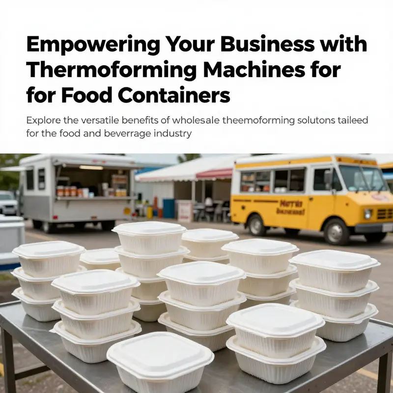 Thermoformed food containers displayed in multiple food service environments, highlighting their essential role in the industry.