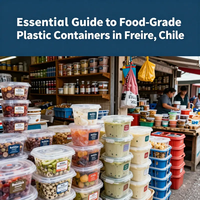 The local market in Freire highlighting a variety of food-grade plastic containers available.