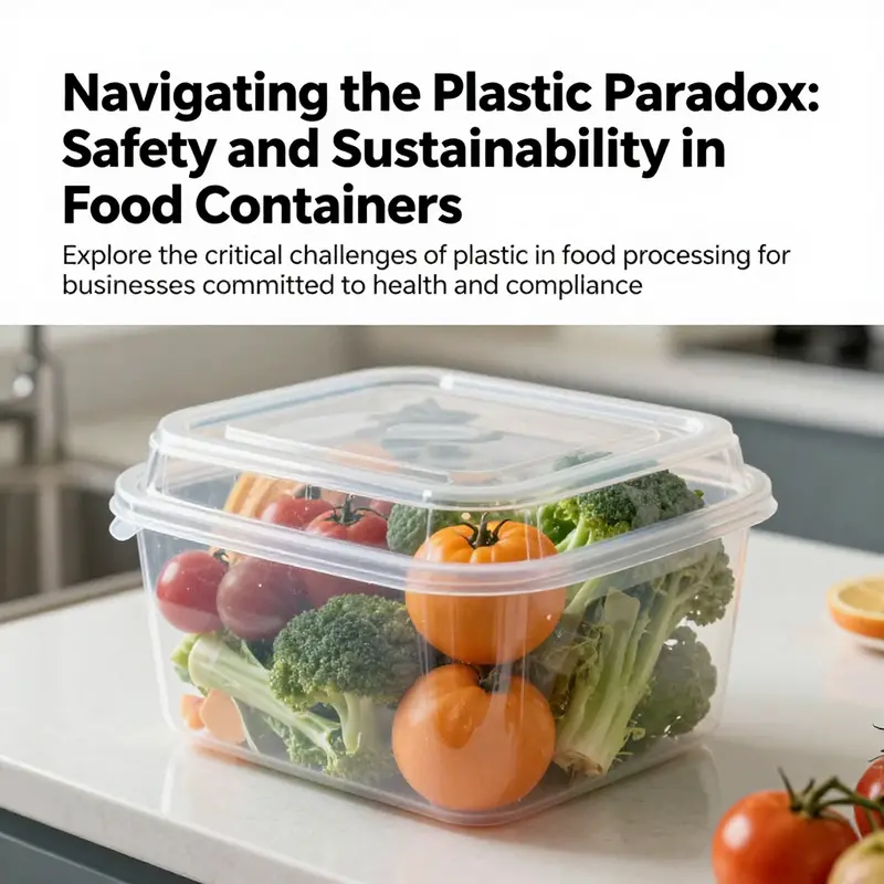 A plastic food container filled with fresh ingredients, illustrating the importance of safe food packaging.