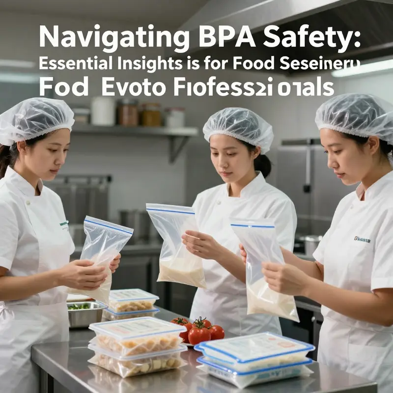 Food service industry professionals carefully assessing plastic food storage bags for BPA safety.