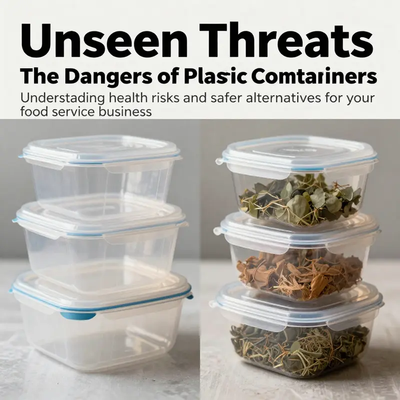 A cover photo depicting the contrast between risky plastic food containers and safe, sustainable alternatives.