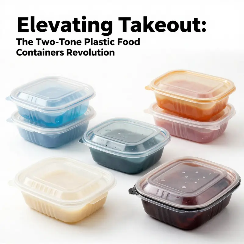 Exploring the materials and structural advantages of two-tone plastic takeout containers.