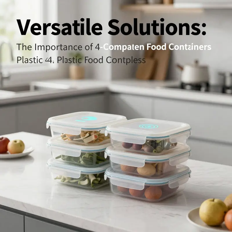 An array of colorful, designed 4-compartment containers highlighting their versatile material use.