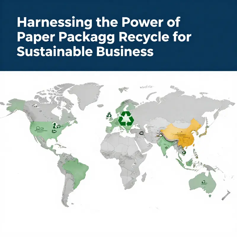Diverse recyclable paper packaging materials showcased against a recycling symbol, emphasizing their role in sustainable practices.