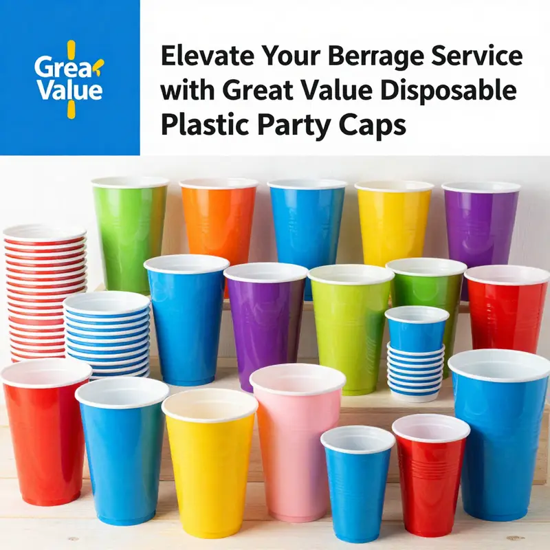 Diverse product options of Great Value disposable cups tailored for various occasions.
