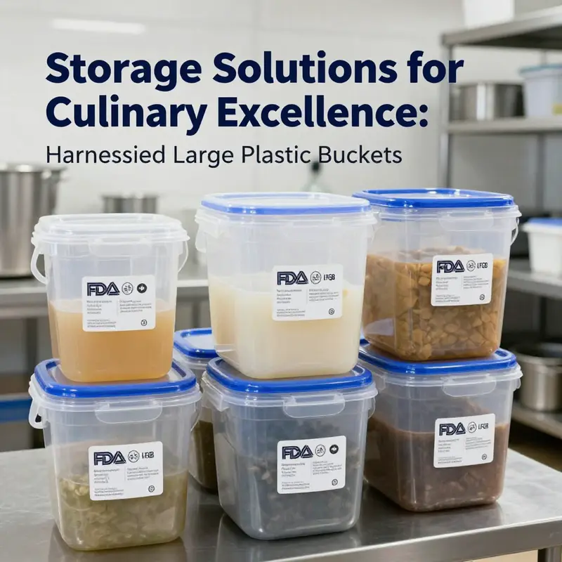 Efficiently organized ingredients in a restaurant kitchen using large plastic food storage containers.