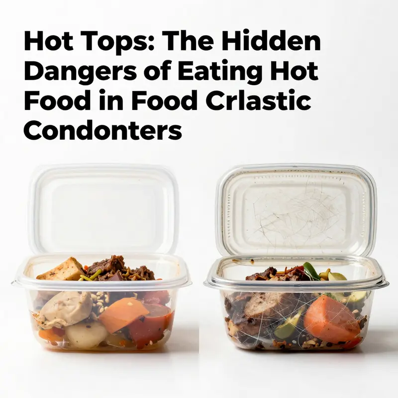 Exposing the potential risks of chemical migration from plastic containers when holding hot food.