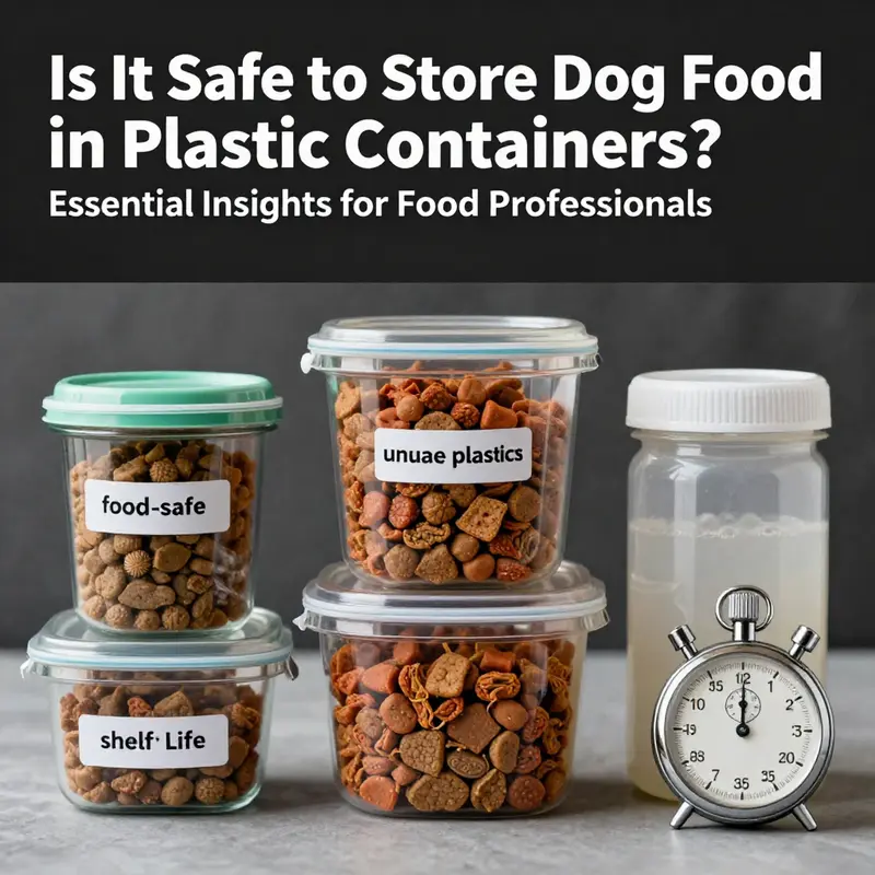 A clear display of food-grade plastic containers designed for safe dog food storage.