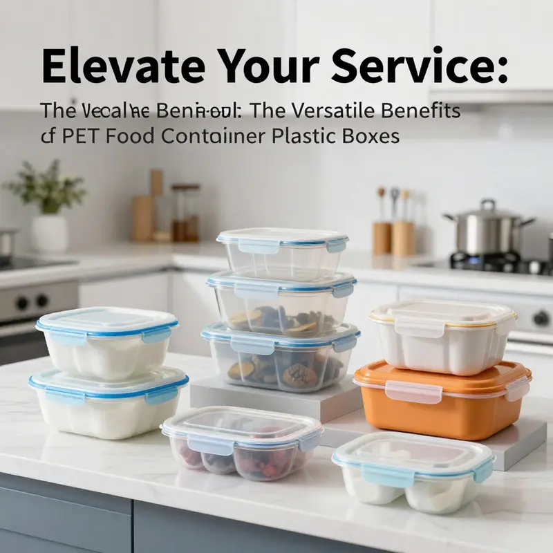 Close-up of PET food containers emphasizing their clarity and durability.