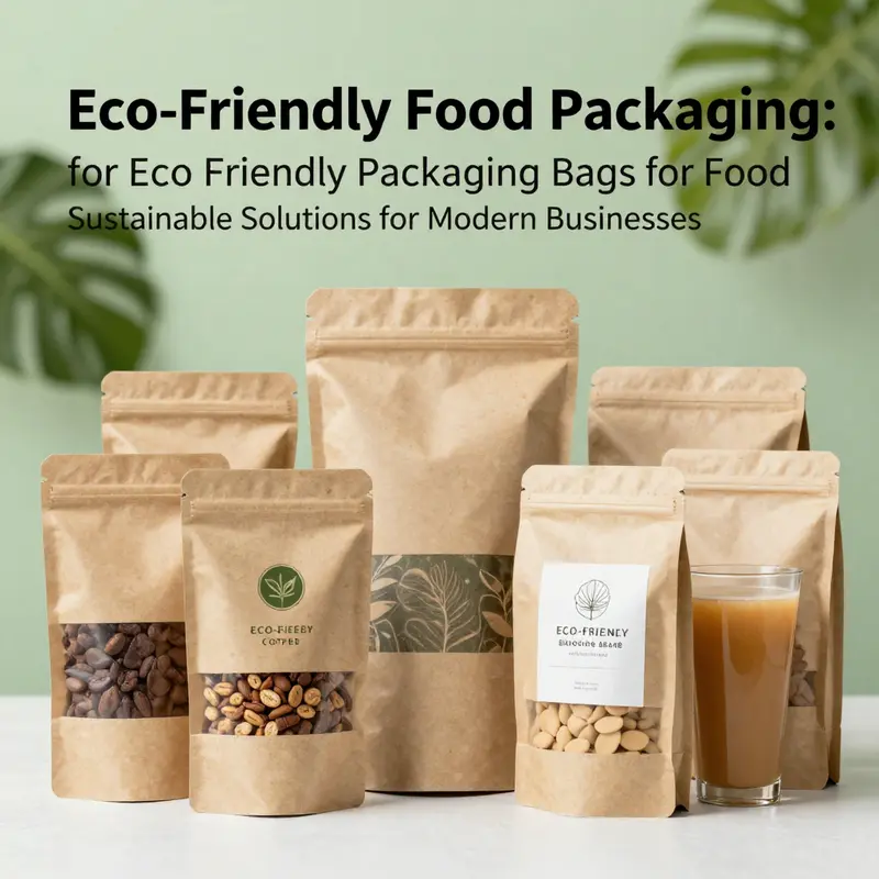 Showcasing diverse innovative materials used in eco-friendly packaging bags for food.