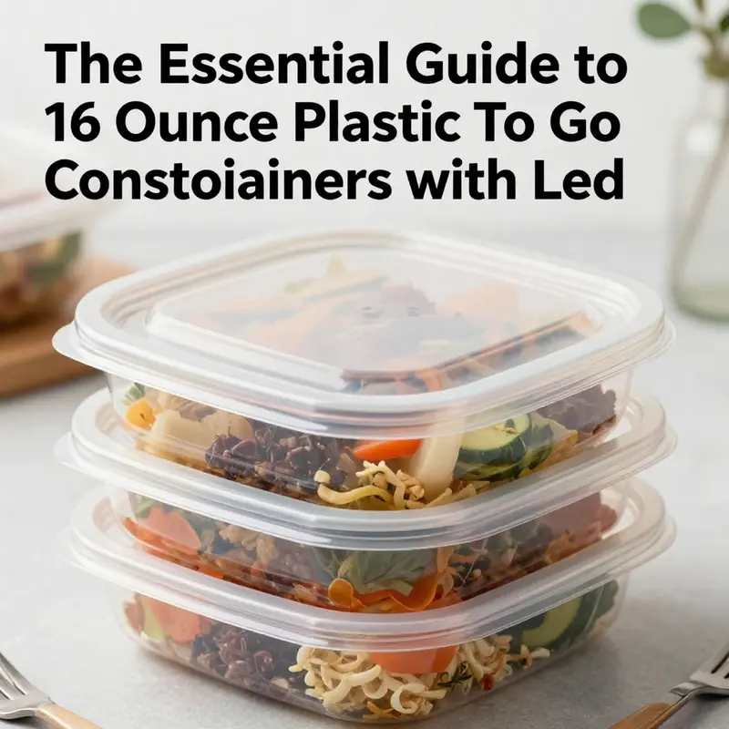 A transparent 16-ounce food container displaying its capacity and design features.