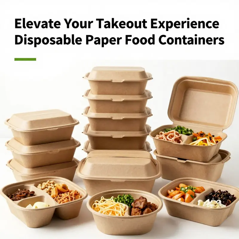 A collection of versatile kraft paper containers perfect for takeout and meal prep.