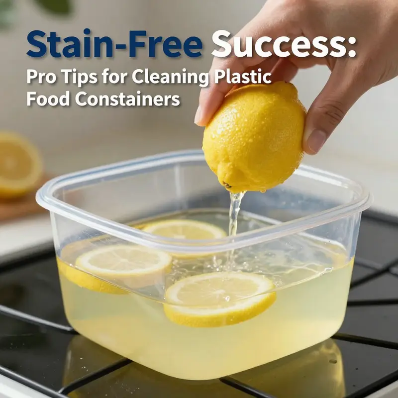 Using baking soda to effectively remove stains from plastic food containers.
