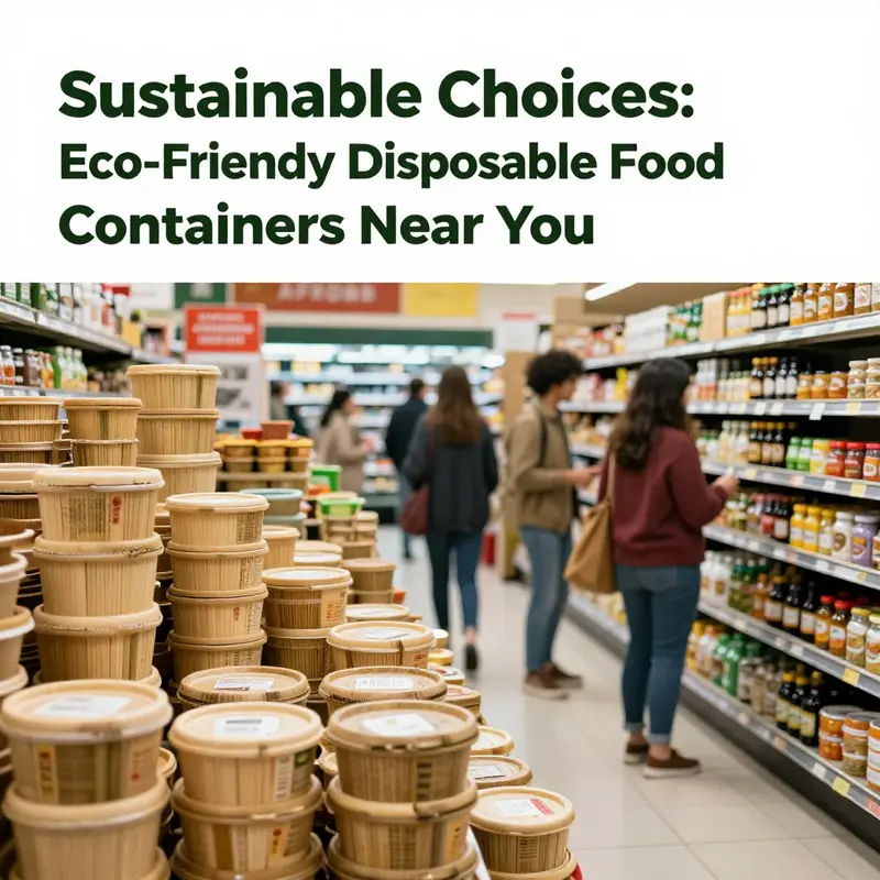 A local grocery store showcasing a variety of eco-friendly disposable food containers.