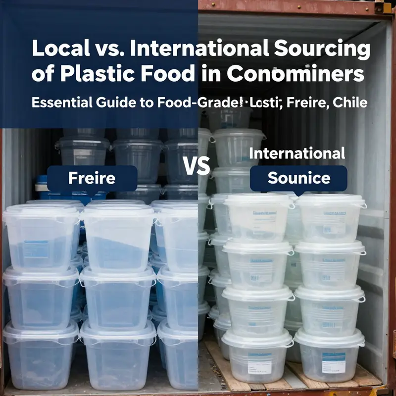 The local market in Freire highlighting a variety of food-grade plastic containers available.