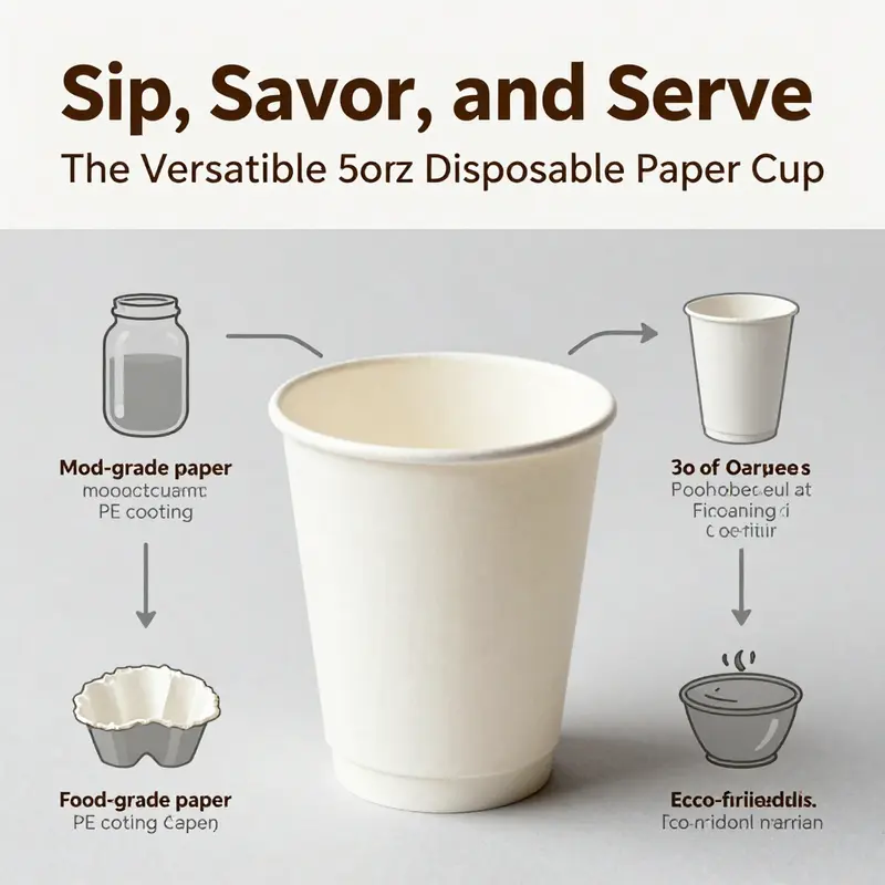 5oz disposable paper cups used in a café setting, highlighting their versatility in serving various beverages.