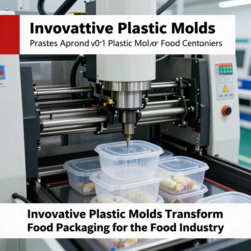 Factory scene of plastic molds for food containers, emphasizing the robust manufacturing landscape.