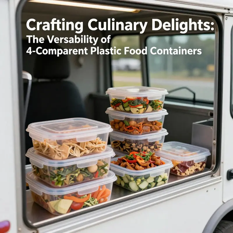The robust polypropylene construction of 4-compartment containers showcases durability and versatility in culinary applications.