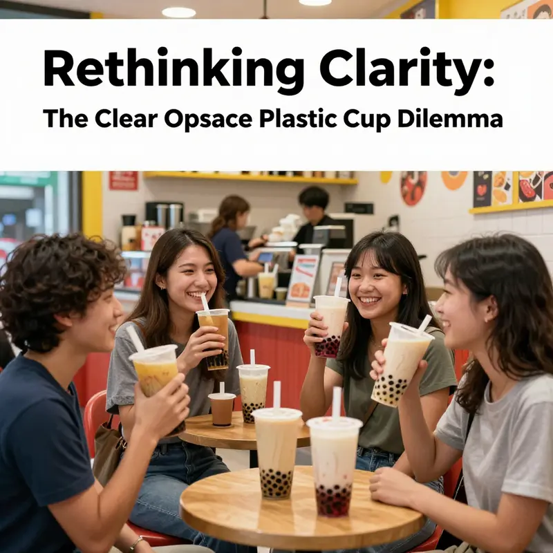 A collection of clear and opaque plastic cups highlighting the paradox in terminology.