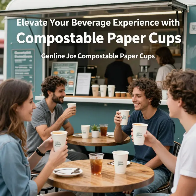 Showcasing the exceptional food safety and durability of Genuine Joe compostable paper cups, ideal for hot beverages.