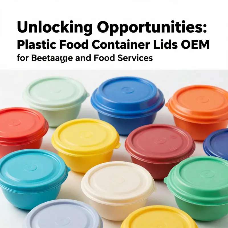 Diverse and colorful plastic food container lids reflecting current market trends and customization opportunities.