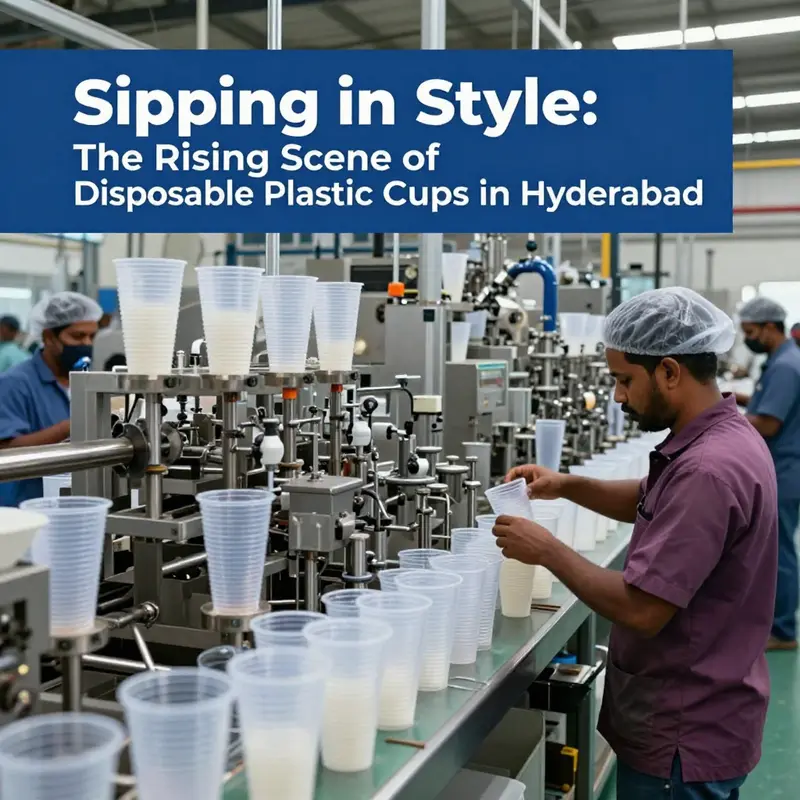 A glimpse into the manufacturing processes driving the growth of disposable plastic cup production in Hyderabad.
