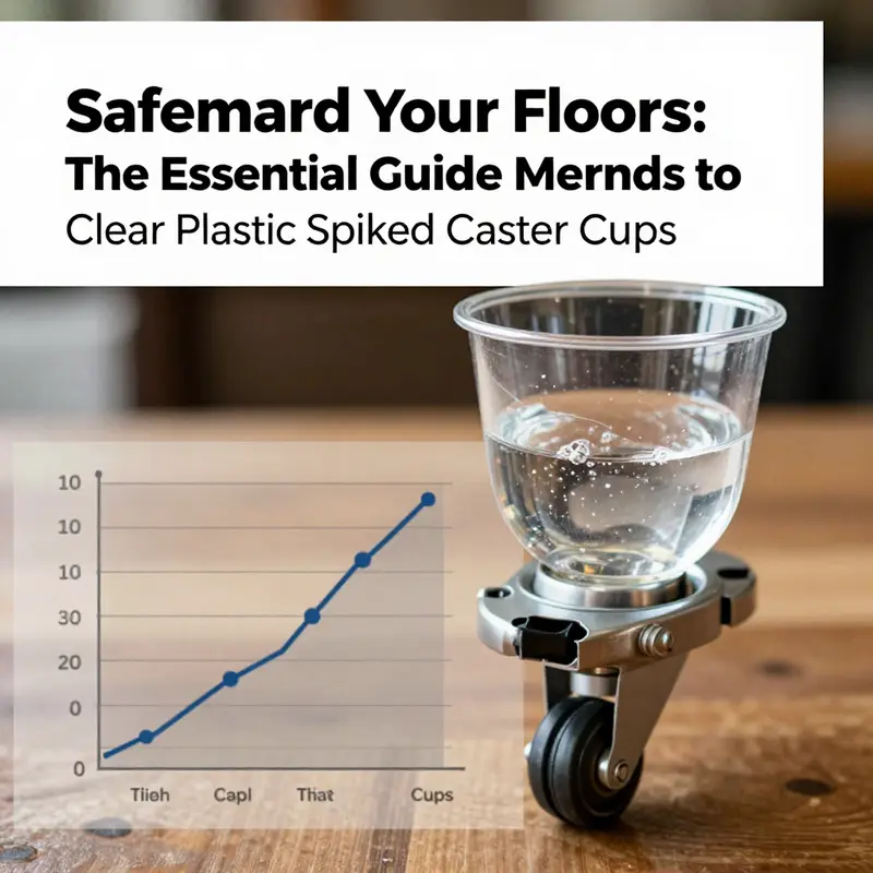 Clear plastic spiked caster cups protecting both hardwood and carpeted floors.