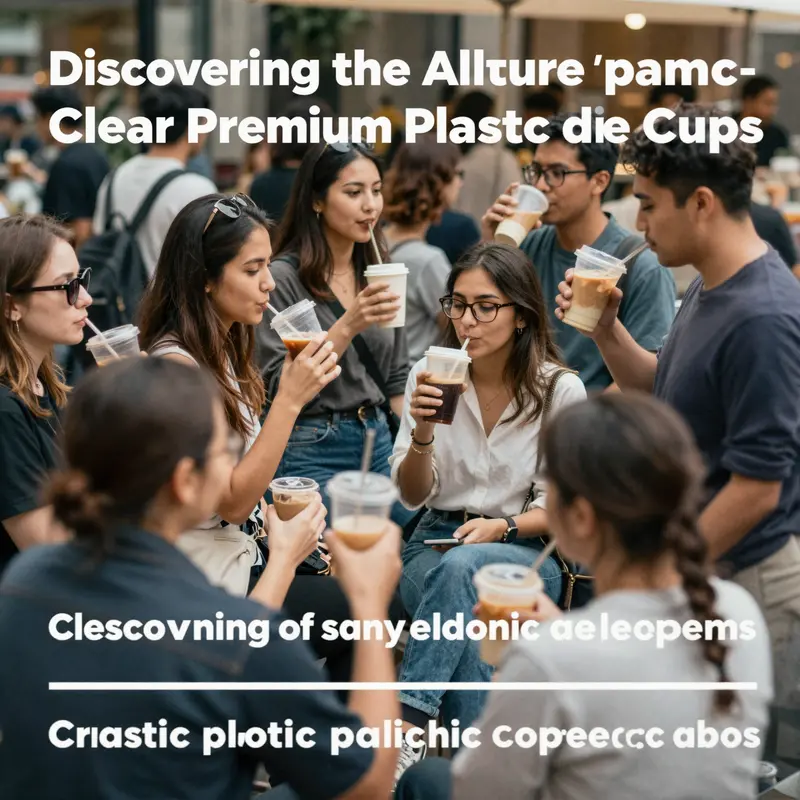 Clear premium plastic coffee cups in a café setting, demonstrating their visual appeal and practical performance.