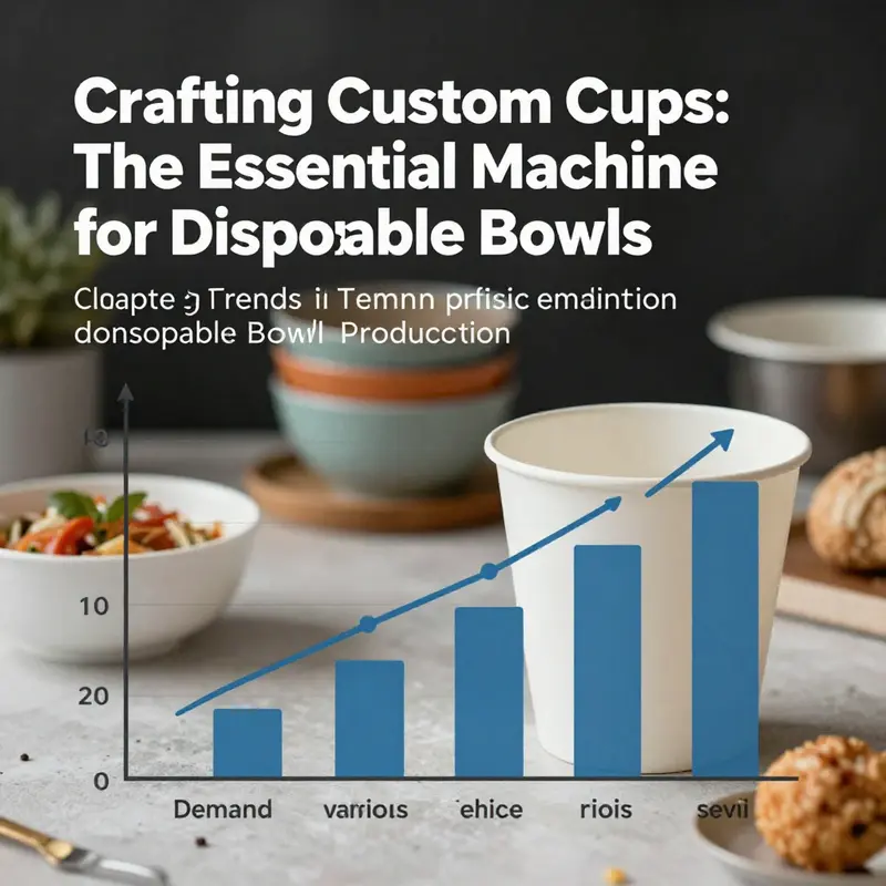 An automatic thermoforming machine efficiently producing custom disposable bowls in a state-of-the-art facility.