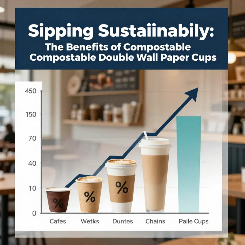 Compostable cups amidst a beautiful setting, emphasizing sustainability.