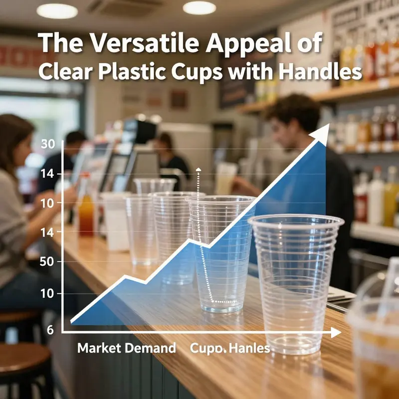 Durable clear plastic cups with handles at a cheerful outdoor picnic, showcasing their versatility and design.